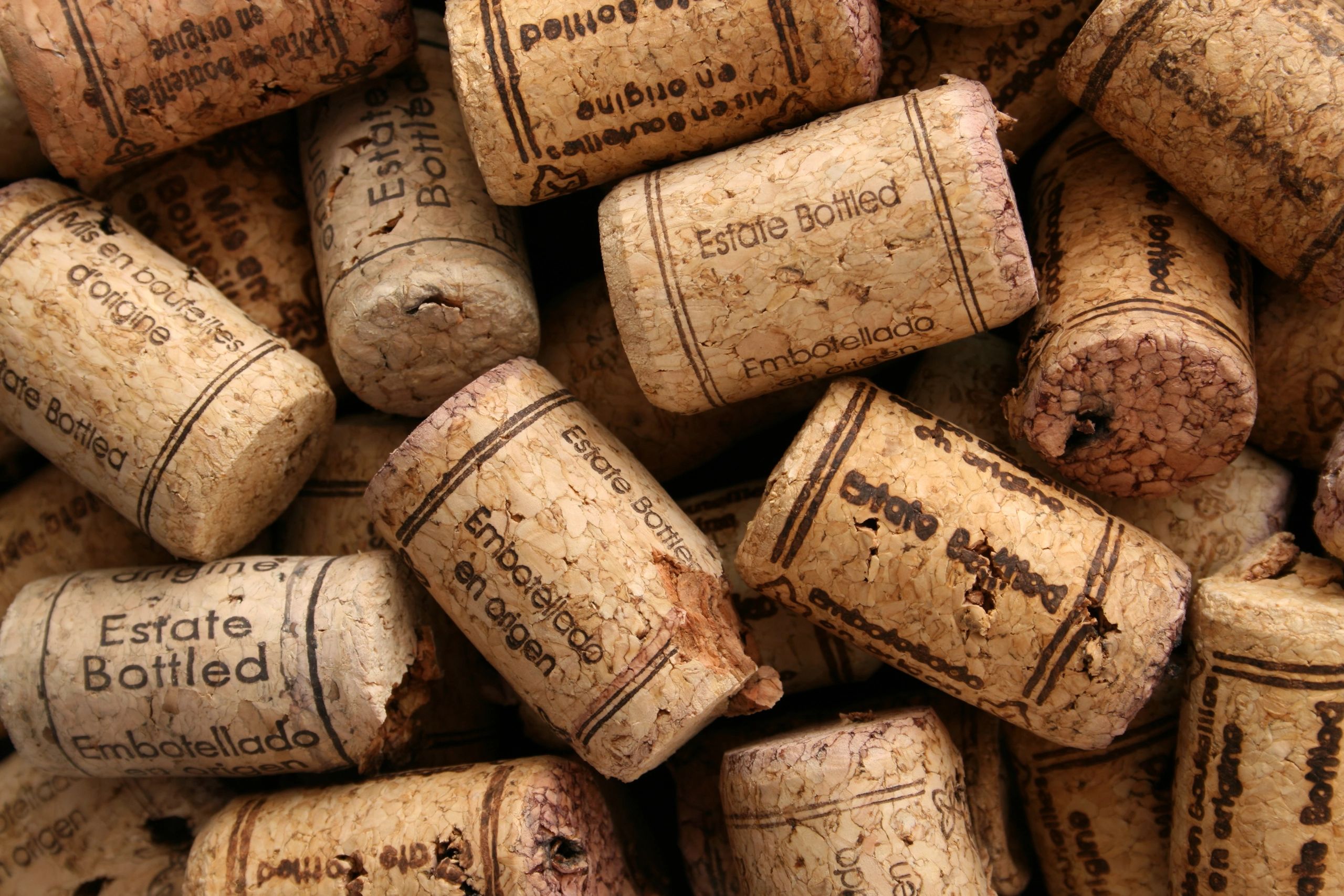 Collection of wine corks for handmade craft creations